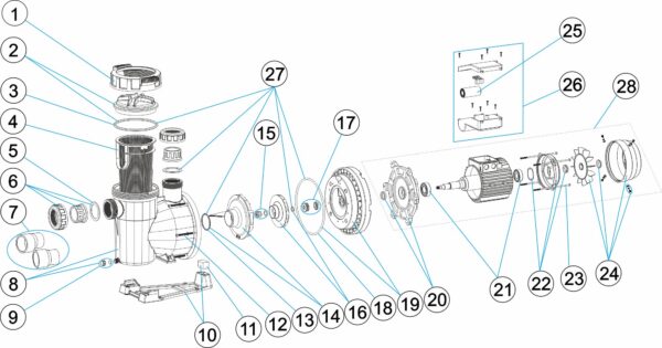 Schemat części zamiennych do pompy AstralPool Victoria Plus Silent