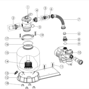 Schemat części zamiennych do pompy piaskowej do basenu FSF350