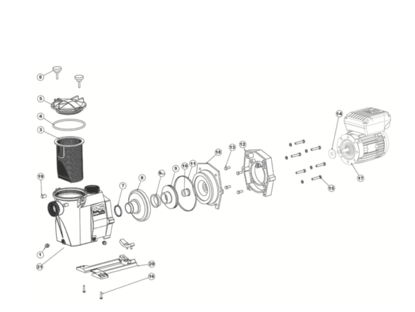 Schemat części zamiennych do pompy basenowej Hayward RSII VSTD