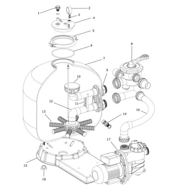 Schemat części zamiennych zestaw filtracyjny Flotide FSB450 Schemat części zamiennych do zestawu filtracyjnego Flotide FSB450