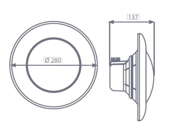 Wymiary lampy basenowej Aquasphere PAR56 LED Wymiary lampy basenowej Aquasphere PAR56 LED