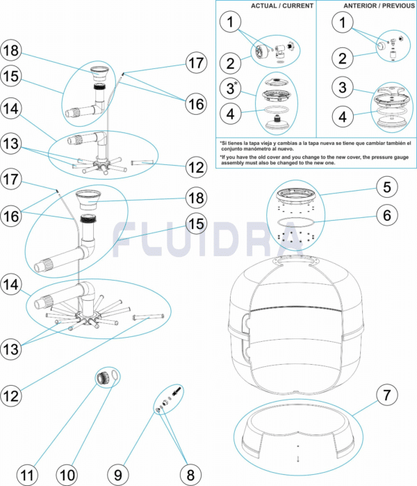 AstralPool Aster Filtr basenowy czesci zamienne schemat Schemat części zamiennych do filtra basenowego AstralPool Aster