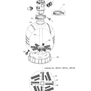 Schemat części zamiennych do filtra basenowego Flotide MFV