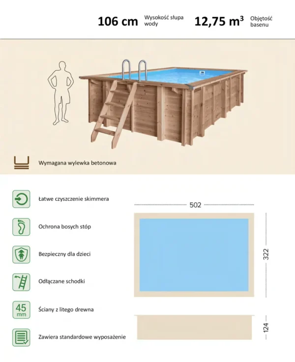 Abatec Amber Charm wymiary basenu