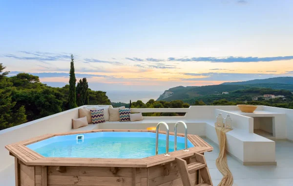 Abatec Onyx basen drewniany polskiego producenta na tarasie