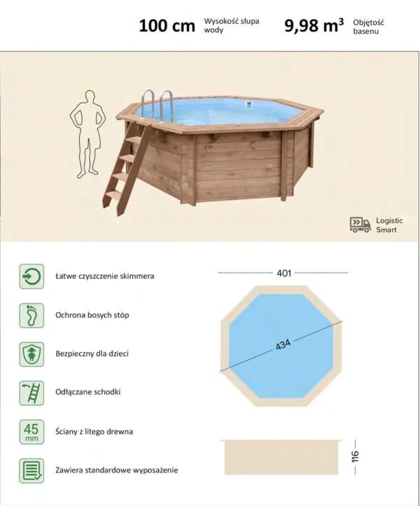 Abatec Onyx wymiary basenu drewnianego
