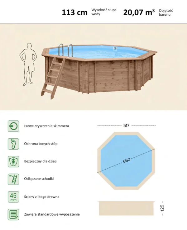 Abatec Opal basen drewniany wymiary