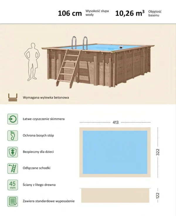 Abatec Happiness wymiary basenu