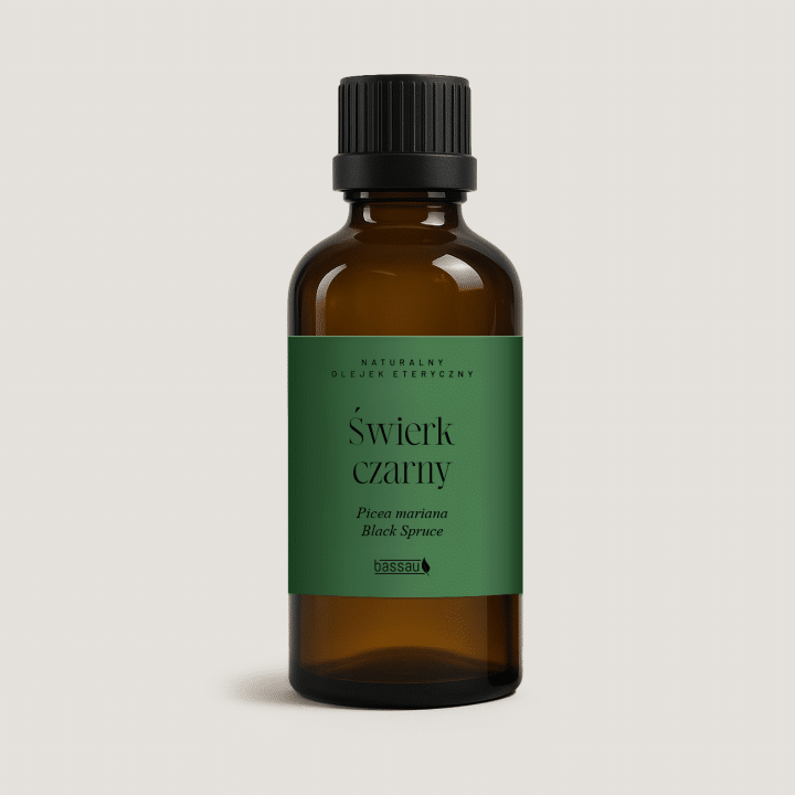 olejek-swierk-czarny.jpg Naturalny olejek zapachowy do sauny 15 ml - Bassau - Świerk Czarny - obrazek 1